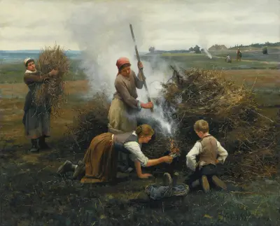 Burning Brush av Daniel Ridgway Knight