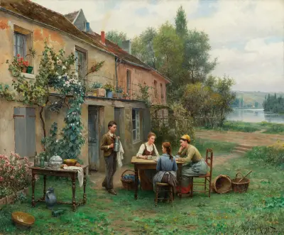 Coffee In The Garden av Daniel Ridgway Knight