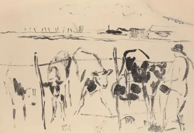 Calves in a Meadow av Rik Wouters