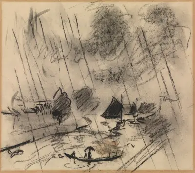 Canal in the Rain – The Ferryman av Rik Wouters
