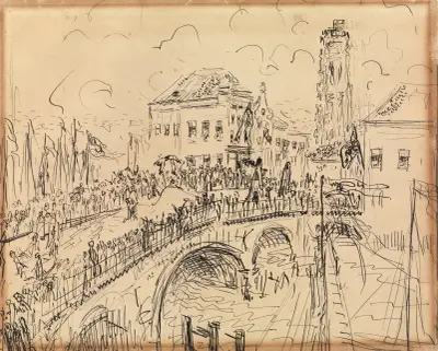 Ryttartåg på Hoogbrug i Mechelen – Opsinjoorke av Rik Wouters