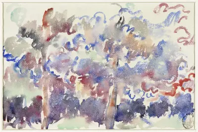 Landschaft, Boitsfort, mit blühenden Obstbäumen von Rik Wouters