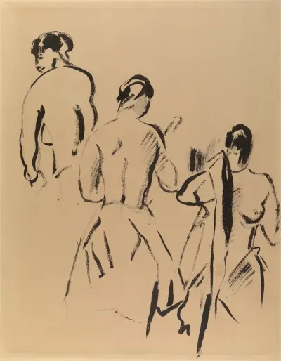 Studie med tre nakna figurer av Rik Wouters