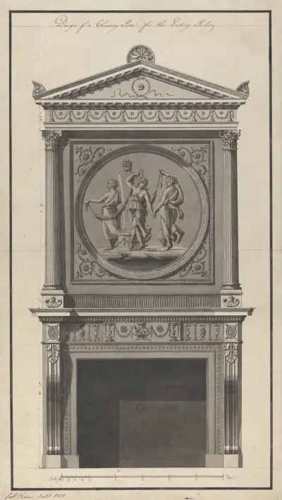 Headfort House, Irsko: Pohled na jídelnu, 1771 – č. 1, Robert Adam