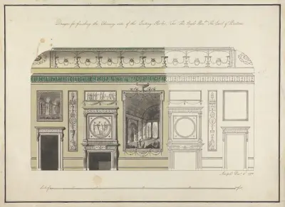 Headfort House, Ireland: Elevation of the Eating Parlor av Robert Adam