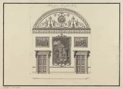Headfort House, Irsko: Řez jedním koncem salónu, 1771 – Nr. 1, Robert Adam