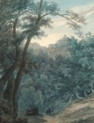 Ariccia (Wooded Landscape And Monastery) av John Robert Cozens