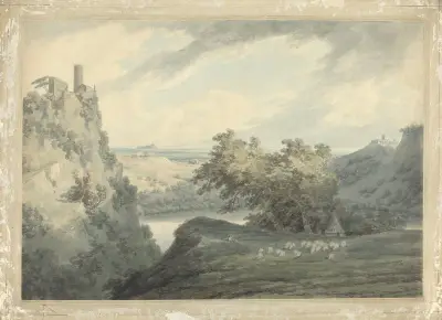 Italian Mountainous Landscape with Lake Nemi av John Robert Cozens