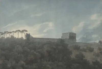 View of the Villa Lante on the Janiculum in Rome av John Robert Cozens
