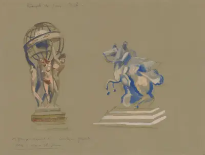 Le Triomphe de Paris – maquette de décor – Illuminations de statues parisiennes av Robert Delaunay