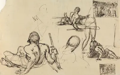 Figurstudier av en man som reser sig från marken av Benjamin Robert Haydon