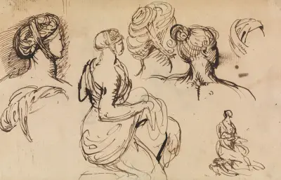 Figurstudie av kvinnor och deras frisyrer av Benjamin Robert Haydon