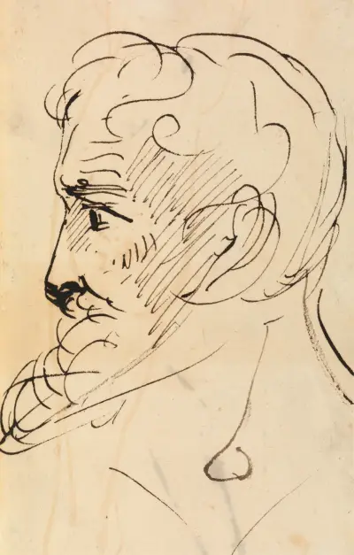 Porträttstudie, av en mans profil av Benjamin Robert Haydon