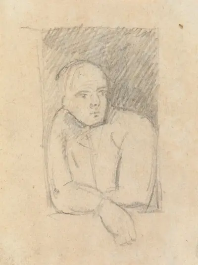 Studie einer Figur, die sich aus einem Fenster lehnt von Benjamin Robert Haydon