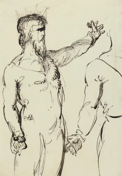 Studie av en man med utsträckt arm av Benjamin Robert Haydon