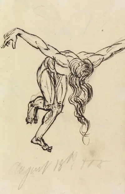 Studie eines nach vorn gebeugten Aktes mit ausgestreckten Armen von Benjamin Robert Haydon