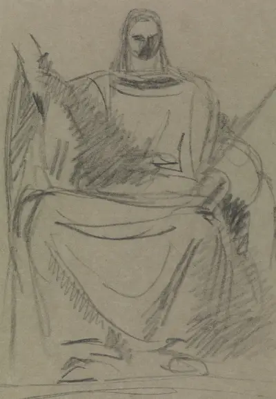 Studie av sittande mansfigur av Benjamin Robert Haydon