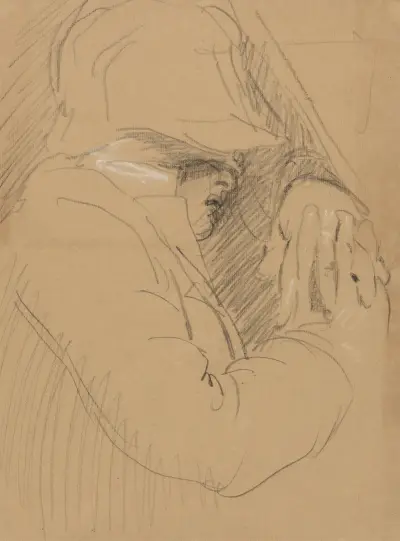 Studie av sovande man, med hatt och knäppta händer av Benjamin Robert Haydon