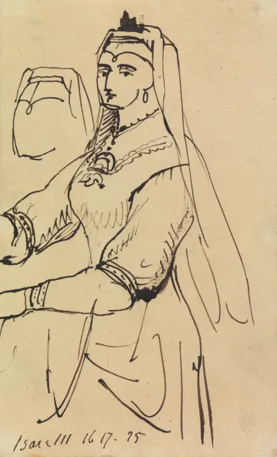 Study of a Woman Wearing a Headdress av Benjamin Robert Haydon