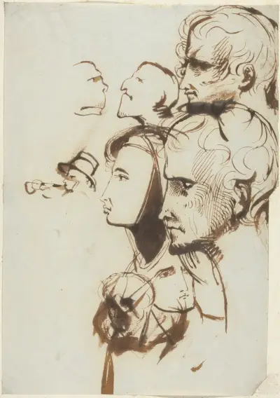 Studie av ansikten av Benjamin Robert Haydon