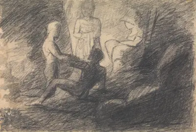 Studie av figurer i en grotta av Benjamin Robert Haydon