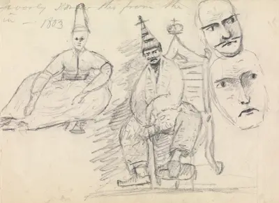 Studie av två sittande män i traditionell dräkt av Benjamin Robert Haydon