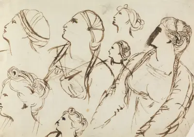 Studie av kvinnliga frisyrer av Benjamin Robert Haydon