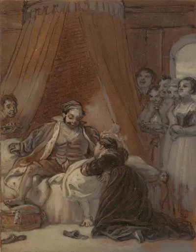 Christopher Sly och pageen, som hans hustru av Robert Smirke