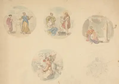 Fem vinjetter med scener från antiken av Robert Smirke