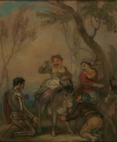 Illustration till Don Quixote (med figurer på en åsna) av Robert Smirke