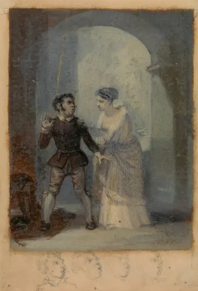Katherina and Grumio av Robert Smirke