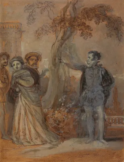 Malvolio skymfande Maria, Fabian och Sir Toby av Robert Smirke