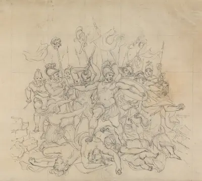 Sketch of a Battle Sceene, from Shakespeare’s Play, Titus Andronicus av Robert Smirke