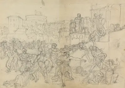 Skiss av goter intågande i Rom, från Shakespeares pjäs Titus Andronicus av Robert Smirke