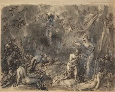 Studie av nakna figurer i skogsområde av Robert Smirke