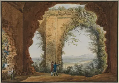 Blick aus der Villa des Maecenas auf Monte Cavo und Rocca di Papa av Abraham-Louis-Rodolphe Ducros