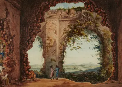 Blick aus der Villa des Maecenas in Tivoli auf die Campagna av Abraham-Louis-Rodolphe Ducros