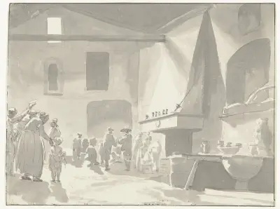 Eetzaal van de herberg in Barletta av Abraham-Louis-Rodolphe Ducros