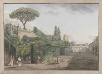 Garden of Palazzo Colonna av Abraham-Louis-Rodolphe Ducros