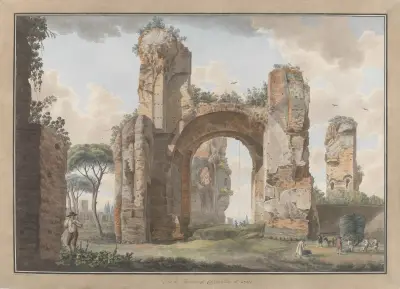 Interior of the Baths at Caracalla av Abraham-Louis-Rodolphe Ducros