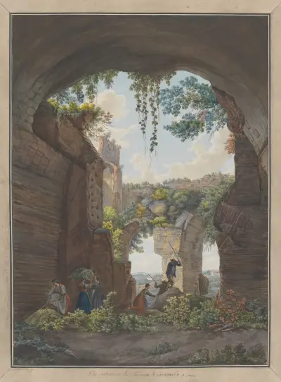 Interior of the Baths at Caracalla av Abraham-Louis-Rodolphe Ducros