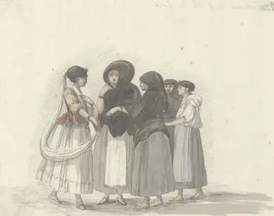 Klederdrachten van het eiland Ghozo av Abraham-Louis-Rodolphe Ducros