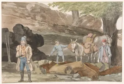 Oponthoud bij de Grotte delle Capre aan de grens bij Nemorosa en Fredda av Abraham-Louis-Rodolphe Ducros