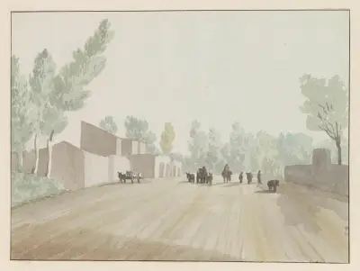 Gatuvy vid Neapels utkant vid Cisterna av Abraham-Louis-Rodolphe Ducros