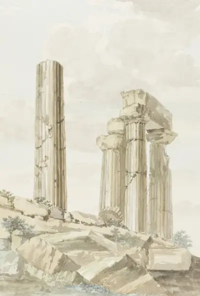 Westgevel van tempel van Juno Lucina av Abraham-Louis-Rodolphe Ducros