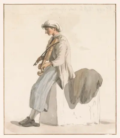 Zoon van kapitein Erié met viool av Abraham-Louis-Rodolphe Ducros