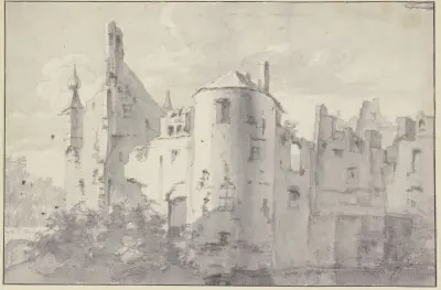 Ruine von Schloss Waardenburg av Roelant Roghman