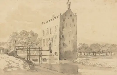 The Castle Giessenburg, near Gorinchem av Roelant Roghman
