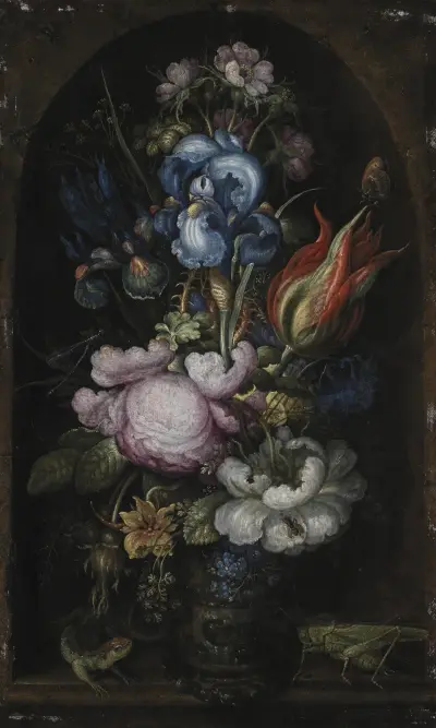 Bouquet Of Flowers In A Stone Niche av Roelant Savery
