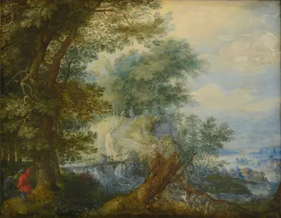 Landscape with hunters av Roelant Savery